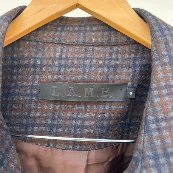 L.A.M.B. Gwen Stefani Dark Plaid Asymmetrical Zip Jacket Size 0 Cropped LAMB - Picture 3 of 10